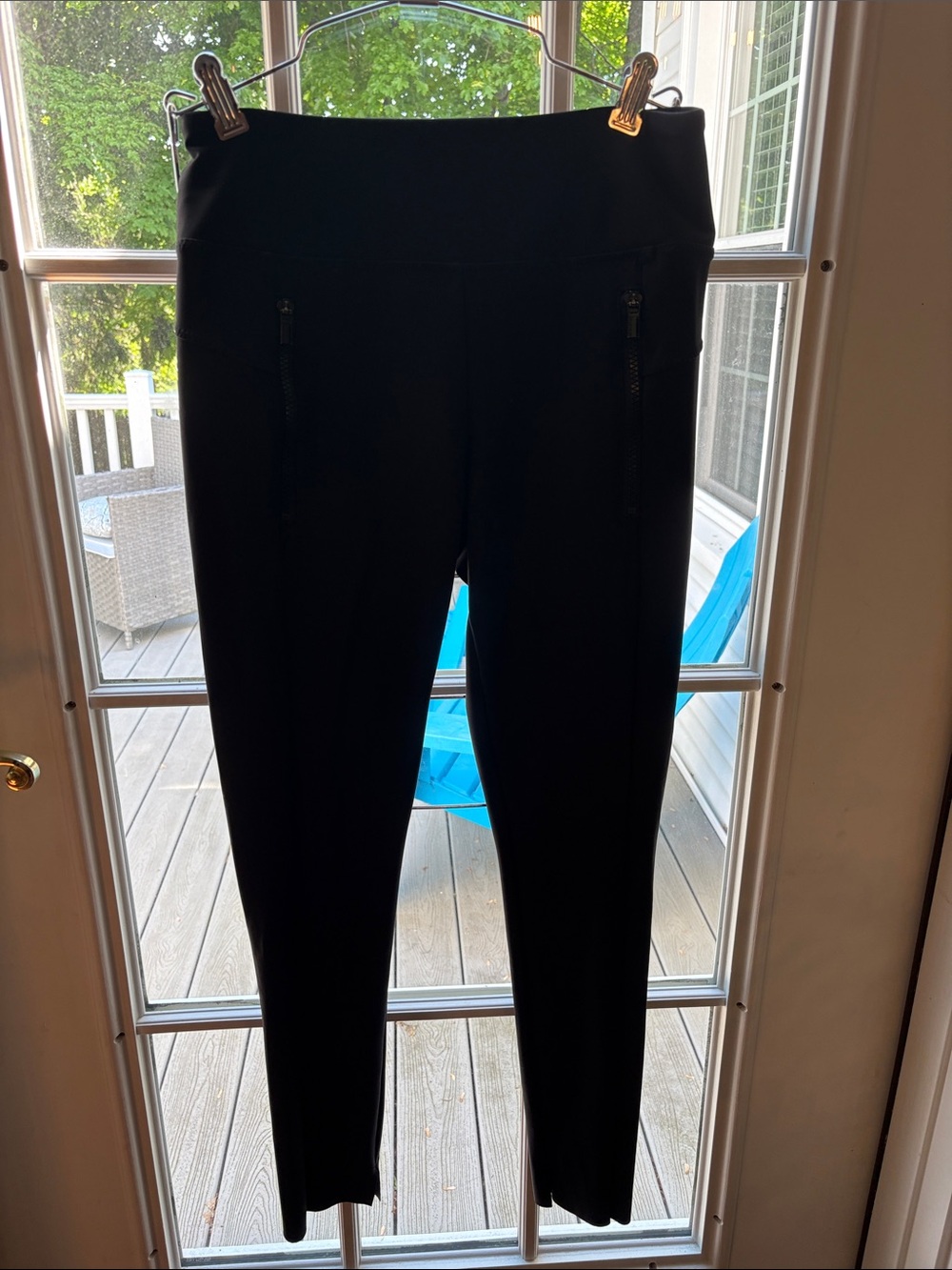 Athleta Black High-Rise Ponte Leggings with Zip Pockets